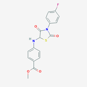 molecular formula C17H13FN2O4S B353160 Methyl 4-{[3-(4-fluorophenyl)-2,4-dioxo-1,3-thiazolidin-5-yl]amino}benzoate CAS No. 1025499-77-7