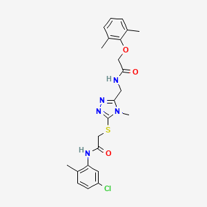 molecular formula C23H26ClN5O3S B3531610 N-{[5-({2-[(5-chloro-2-methylphenyl)amino]-2-oxoethyl}sulfanyl)-4-methyl-4H-1,2,4-triazol-3-yl]methyl}-2-(2,6-dimethylphenoxy)acetamide 