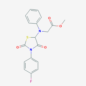 molecular formula C18H15FN2O4S B353164 Methyl 2-((3-(4-fluorophenyl)-2,4-dioxothiazolidin-5-yl)(phenyl)amino)acetate CAS No. 1046118-72-2