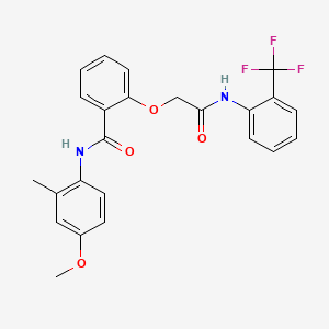 molecular formula C24H21F3N2O4 B3531666 N-(4-methoxy-2-methylphenyl)-2-[2-oxo-2-[2-(trifluoromethyl)anilino]ethoxy]benzamide 