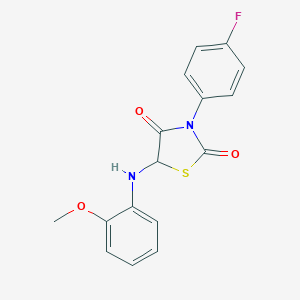 molecular formula C16H13FN2O3S B353168 3-(4-Fluorophenyl)-5-((2-methoxyphenyl)amino)thiazolidine-2,4-dione CAS No. 1032340-14-9