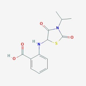 molecular formula C13H14N2O4S B353174 2-((3-Isopropyl-2,4-dioxothiazolidin-5-yl)amino)benzoic acid CAS No. 1050280-19-7