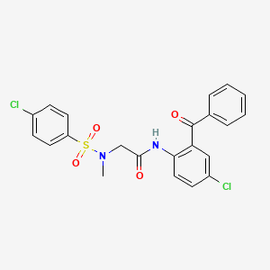 molecular formula C22H18Cl2N2O4S B3531772 N-(2-benzoyl-4-chlorophenyl)-2-[(4-chlorophenyl)sulfonyl-methylamino]acetamide 