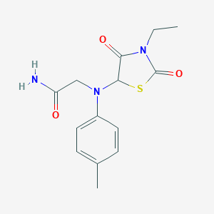 molecular formula C14H17N3O3S B353182 2-((3-Ethyl-2,4-dioxothiazolidin-5-yl)(p-tolyl)amino)acetamide CAS No. 1046756-62-0