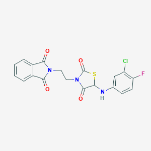 molecular formula C19H13ClFN3O4S B353202 5-((3-Chloro-4-fluorophenyl)amino)-3-(2-(1,3-dioxoisoindolin-2-yl)ethyl)thiazolidine-2,4-dione CAS No. 1042966-72-2
