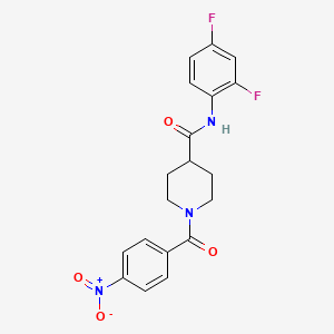 molecular formula C19H17F2N3O4 B3532043 N-(2,4-difluorophenyl)-1-(4-nitrobenzoyl)piperidine-4-carboxamide 