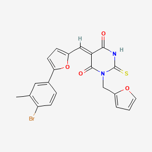 molecular formula C21H15BrN2O4S B3532083 (5Z)-5-[[5-(4-bromo-3-methylphenyl)furan-2-yl]methylidene]-1-(furan-2-ylmethyl)-2-sulfanylidene-1,3-diazinane-4,6-dione 