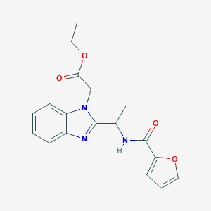 molecular formula C18H19N3O4 B353211 Ethyl 2-{2-[(2-furylcarbonylamino)ethyl]benzimidazolyl}acetate CAS No. 919973-51-6