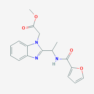 molecular formula C17H17N3O4 B353212 Methyl 2-{2-[(2-furylcarbonylamino)ethyl]benzimidazolyl}acetate CAS No. 919973-48-1