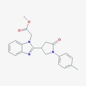 molecular formula C21H21N3O3 B353213 Methyl 2-{2-[1-(4-methylphenyl)-5-oxopyrrolidin-3-yl]benzimidazolyl}acetate CAS No. 912889-78-2