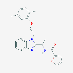 molecular formula C24H25N3O3 B353237 N-({1-[2-(2,5-dimethylphenoxy)ethyl]benzimidazol-2-yl}ethyl)-2-furylcarboxamid e CAS No. 920117-65-3