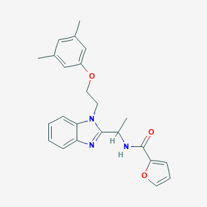 molecular formula C24H25N3O3 B353240 N-({1-[2-(3,5-dimethylphenoxy)ethyl]benzimidazol-2-yl}ethyl)-2-furylcarboxamid e CAS No. 920118-08-7