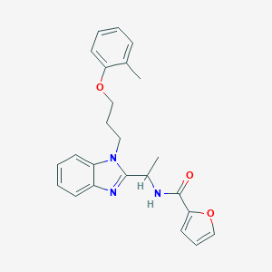 molecular formula C24H25N3O3 B353243 2-furyl-N-({1-[3-(2-methylphenoxy)propyl]benzimidazol-2-yl}ethyl)carboxamide CAS No. 919973-09-4