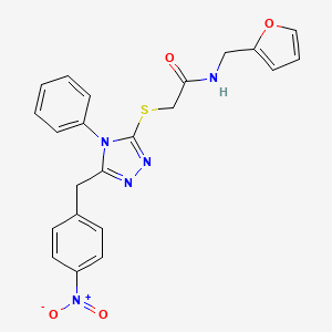 molecular formula C22H19N5O4S B3532453 N-(furan-2-ylmethyl)-2-[[5-[(4-nitrophenyl)methyl]-4-phenyl-1,2,4-triazol-3-yl]sulfanyl]acetamide 
