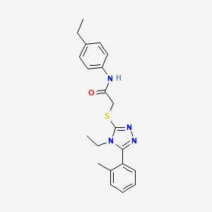 molecular formula C21H24N4OS B3532471 2-{[4-ethyl-5-(2-methylphenyl)-4H-1,2,4-triazol-3-yl]sulfanyl}-N-(4-ethylphenyl)acetamide 