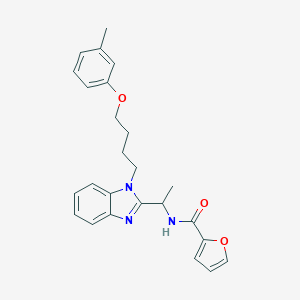 molecular formula C25H27N3O3 B353248 2-furyl-N-({1-[4-(3-methylphenoxy)butyl]benzimidazol-2-yl}ethyl)carboxamide CAS No. 919972-71-7