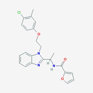 molecular formula C23H22ClN3O3 B353249 N-(1-{1-[2-(4-chloro-3-methylphenoxy)ethyl]-1H-1,3-benzodiazol-2-yl}ethyl)furan-2-carboxamide CAS No. 920118-15-6