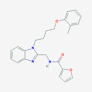 molecular formula C24H25N3O3 B353252 2-furyl-N-({1-[4-(2-methylphenoxy)butyl]benzimidazol-2-yl}methyl)carboxamide CAS No. 920114-11-0