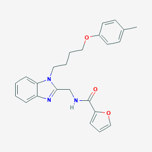 molecular formula C24H25N3O3 B353253 2-furyl-N-({1-[4-(4-methylphenoxy)butyl]benzimidazol-2-yl}methyl)carboxamide CAS No. 920114-32-5