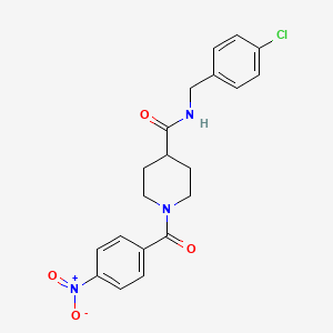 molecular formula C20H20ClN3O4 B3532678 N-[(4-chlorophenyl)methyl]-1-(4-nitrobenzoyl)piperidine-4-carboxamide 