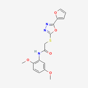 molecular formula C16H15N3O5S B3532762 N-(2,5-dimethoxyphenyl)-2-[[5-(furan-2-yl)-1,3,4-oxadiazol-2-yl]sulfanyl]acetamide 