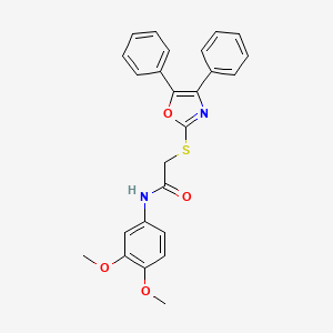 molecular formula C25H22N2O4S B3532902 N-(3,4-dimethoxyphenyl)-2-[(4,5-diphenyl-1,3-oxazol-2-yl)sulfanyl]acetamide 
