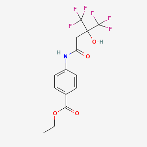 molecular formula C14H13F6NO4 B3532917 Ethyl 4-[[4,4,4-trifluoro-3-hydroxy-3-(trifluoromethyl)butanoyl]amino]benzoate 