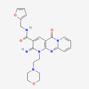 molecular formula C23H24N6O4 B3533128 N-[(furan-2-yl)methyl]-6-imino-7-[2-(morpholin-4-yl)ethyl]-2-oxo-1,7,9-triazatricyclo[8.4.0.0^{3,8}]tetradeca-3(8),4,9,11,13-pentaene-5-carboxamide 
