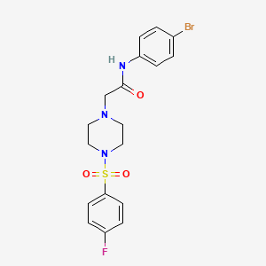 molecular formula C18H19BrFN3O3S B3533249 N-(4-bromophenyl)-2-{4-[(4-fluorophenyl)sulfonyl]piperazinyl}acetamide 