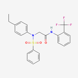 molecular formula C23H21F3N2O3S B3533262 N~2~-(4-ethylphenyl)-N~2~-(phenylsulfonyl)-N-[2-(trifluoromethyl)phenyl]glycinamide 