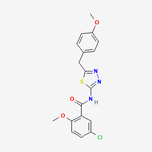 molecular formula C18H16ClN3O3S B3533313 5-CHLORO-2-METHOXY-N-{5-[(4-METHOXYPHENYL)METHYL]-1,3,4-THIADIAZOL-2-YL}BENZAMIDE 