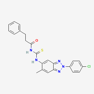 molecular formula C23H20ClN5OS B3533400 N-[[2-(4-chlorophenyl)-6-methylbenzotriazol-5-yl]carbamothioyl]-3-phenylpropanamide 