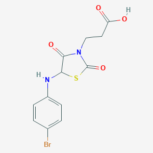 molecular formula C12H11BrN2O4S B353368 3-{5-[(4-Bromophenyl)amino]-2,4-dioxo-1,3-thiazolidin-3-yl}propanoic acid CAS No. 1008465-60-8