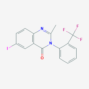 molecular formula C16H10F3IN2O B3533733 6-iodo-2-methyl-3-[2-(trifluoromethyl)phenyl]quinazolin-4(3H)-one 