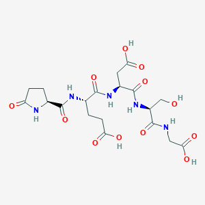 molecular formula C19H27N5O12 B035338 PYR-GLU-ASP-SER-GLY-OH CAS No. 106678-69-7
