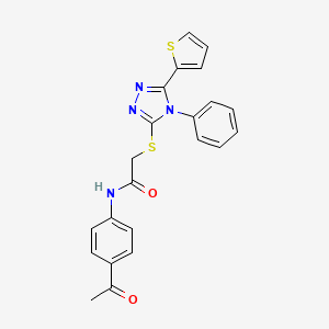 molecular formula C22H18N4O2S2 B3533896 N-(4-acetylphenyl)-2-{[4-phenyl-5-(thiophen-2-yl)-4H-1,2,4-triazol-3-yl]sulfanyl}acetamide 