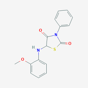 molecular formula C16H14N2O3S B353390 5-(2-Methoxy-phenylamino)-3-phenyl-thiazolidine-2,4-dione CAS No. 26959-78-4