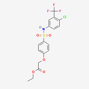 molecular formula C17H15ClF3NO5S B3533929 Ethyl 2-[4-[[4-chloro-3-(trifluoromethyl)phenyl]sulfamoyl]phenoxy]acetate 