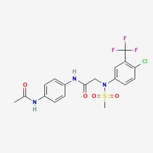 molecular formula C18H17ClF3N3O4S B3534032 N-(4-acetamidophenyl)-2-[4-chloro-N-methylsulfonyl-3-(trifluoromethyl)anilino]acetamide 