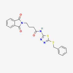 molecular formula C21H18N4O3S2 B3534053 N-(5-benzylsulfanyl-1,3,4-thiadiazol-2-yl)-4-(1,3-dioxoisoindol-2-yl)butanamide 