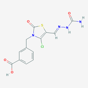 (E)-3-((5-((2-carbamoylhydrazono)methyl)-4-chloro-2-oxothiazol-3(2H)-yl)methyl)benzoic acid