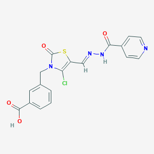 molecular formula C18H13ClN4O4S B353419 (E)-3-((4-chloro-5-((2-isonicotinoylhydrazono)methyl)-2-oxothiazol-3(2H)-yl)methyl)benzoic acid CAS No. 488108-74-3