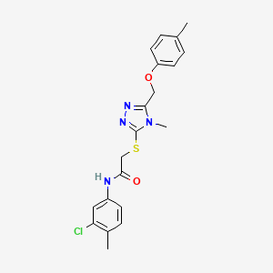 molecular formula C20H21ClN4O2S B3534199 N-(3-chloro-4-methylphenyl)-2-[[4-methyl-5-[(4-methylphenoxy)methyl]-1,2,4-triazol-3-yl]sulfanyl]acetamide 