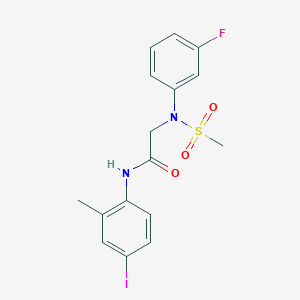 molecular formula C16H16FIN2O3S B3534224 N~2~-(3-fluorophenyl)-N-(4-iodo-2-methylphenyl)-N~2~-(methylsulfonyl)glycinamide 