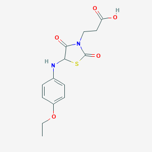molecular formula C14H16N2O5S B353424 3-{5-[(4-Ethoxyphenyl)amino]-2,4-dioxo-1,3-thiazolidin-3-yl}propanoic acid CAS No. 1008680-39-4