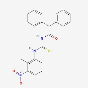 molecular formula C22H19N3O3S B3534270 N-[(2-methyl-3-nitrophenyl)carbamothioyl]-2,2-diphenylacetamide 