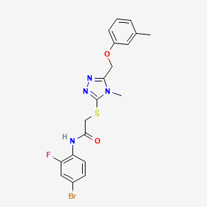 molecular formula C19H18BrFN4O2S B3534306 N-(4-bromo-2-fluorophenyl)-2-({4-methyl-5-[(3-methylphenoxy)methyl]-4H-1,2,4-triazol-3-yl}sulfanyl)acetamide 