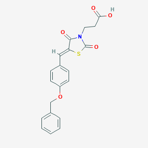molecular formula C20H17NO5S B353431 3-{5-[4-(Benzyloxy)benzylidene]-2,4-dioxo-1,3-thiazolidin-3-yl}propanoic acid CAS No. 488128-63-8