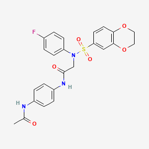 molecular formula C24H22FN3O6S B3534351 N-[4-(acetylamino)phenyl]-N~2~-(2,3-dihydro-1,4-benzodioxin-6-ylsulfonyl)-N~2~-(4-fluorophenyl)glycinamide 