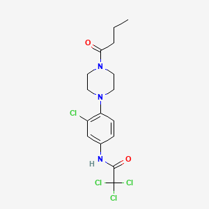 molecular formula C16H19Cl4N3O2 B3534356 N-[4-(4-butanoylpiperazin-1-yl)-3-chlorophenyl]-2,2,2-trichloroacetamide 